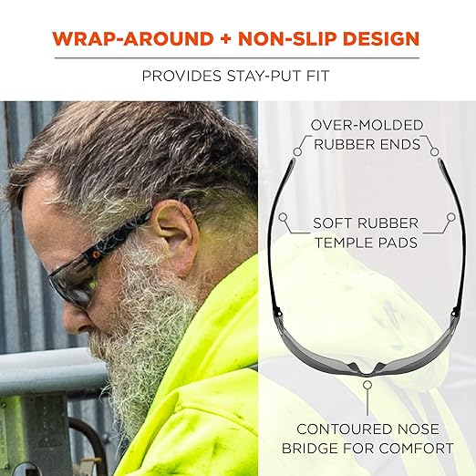 Ergodyne Skullerz VALI Anti Scratch Safety Glasses, Anti-Fog, ANSI z87.1