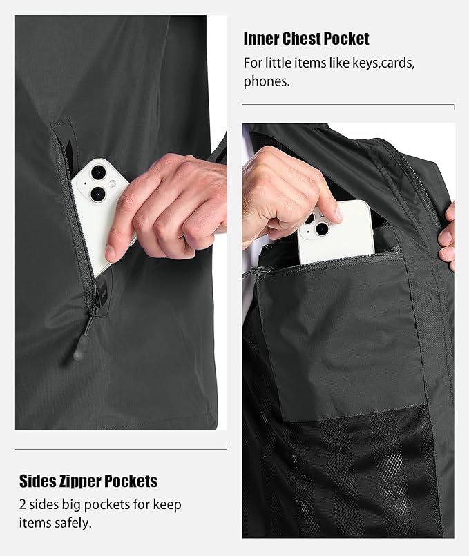 SWISSWELL Mens Women Rain Suit Rain Jacket and Pants Waterproof Lightweight Windbreaker with Detachable Hood for Golf Fishing