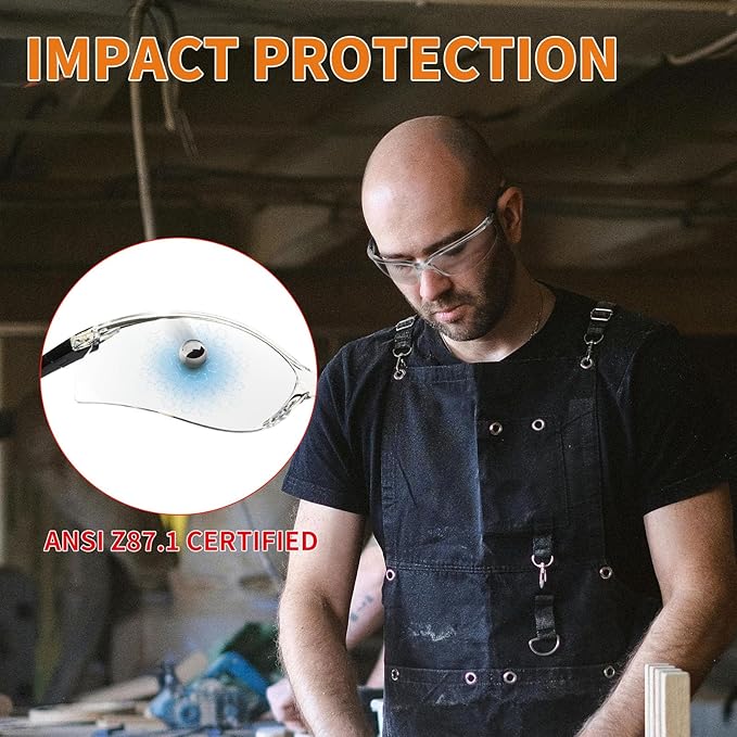 2 Pack VICOGARD Premium Clear Safety Glasses for Men and Women with Anti-Fog and Scratch Resistant Wrap Around Lenses— ANSI Z87 Certified Protective Eyewear with 100% UV Shielding and Anti-Slip Tip