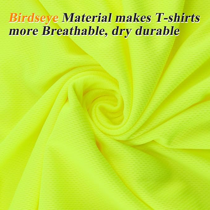 Safety T Shirts High Visibility Hi Vis Long Sleeve Performance Athletic T-Shirts Multipack