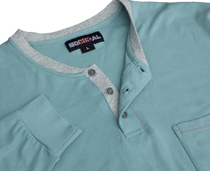 BOCOMAL FR Shirts for Men CAT2 5.5oz Long Sleeve Henley Workwear Flame Resistant Fire Retardant Shirt
