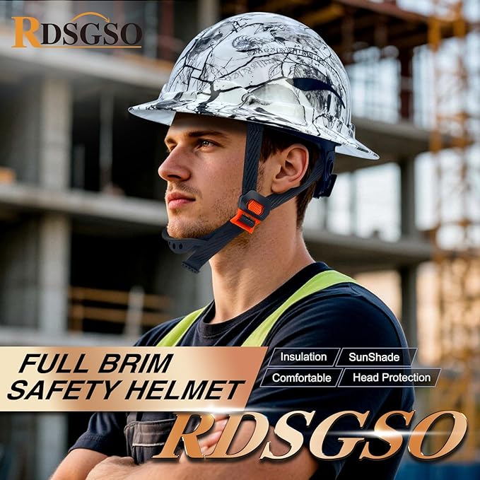 Full Brim Hard Hats ANSI/ISEA Z89.1 Type I Class E Certified 6-Point Suspension Lightweight Vented Adjustable Safety Helmet for Construction Industrial