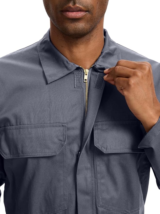 WORK IDEA Men's Coveralls Long Sleeve Cotton Twill Workwear Coverall Relaxed Fit