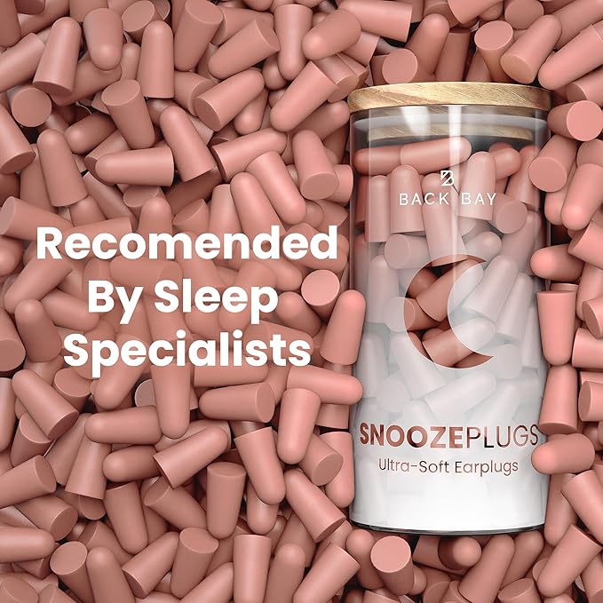 SnoozePlugs Ultra Soft Foam Earplugs for Sleeping, 60 Pairs Comfortable Foam Ear Plugs for Side Sleepers- 33db NRR Nightime Earplugs for Snore Blocking, Noise Canceling Sleep Noise Reduction