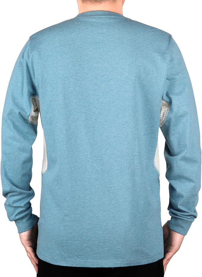 BOCOMAL FR Shirts Summer Vented Mesh Breathable Henley Shirt 5.5oz Flame Resistant CAT2 Work Clothing