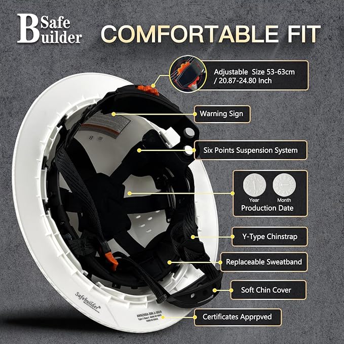 SBD-G1C Construction Full Brim Safety Helmet HDPE Hard Hat Vented Hardhats Sunshade Carbon Fiber Pattern Industrial Work Certified ANSI/ISEA Z89.1