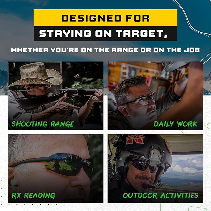First Responder's Choice! Tactical Shooting Glasses for Front Sight Focus 99% of Inaccuracy Occurs When You Can’t See Your Sights. Maintains a Natural Shooting Stance. Top Focal® Anti-Fog, ANSI Z87.1+
