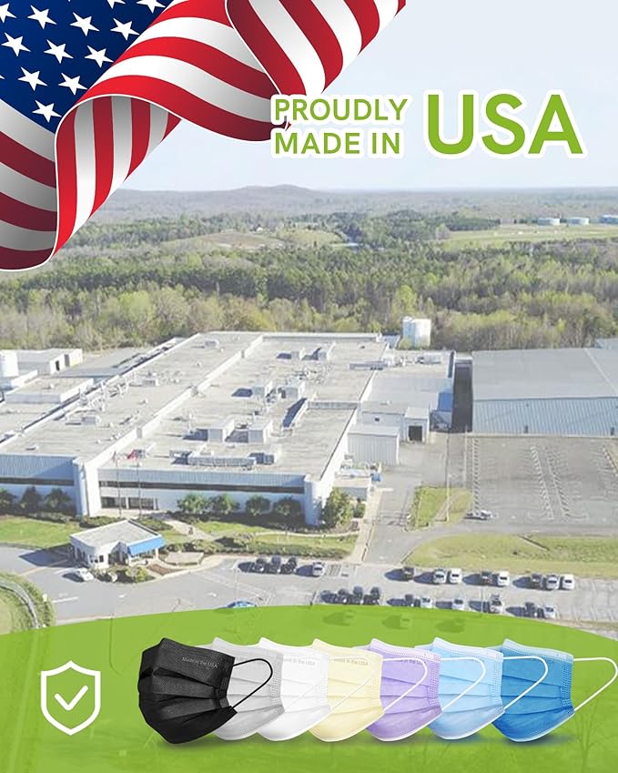 FriCARE Made in USA Disposable Face Masks, 3-Ply ASTM Level 3 Medical Grade, Breathable & Comfortable for Adult Daily Work/Sun Protection, 50 Pack Nordic Breeze
