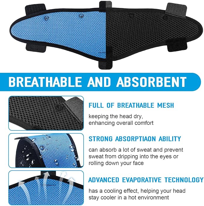 Hard Hat Sweatbands, Sweat Band for Safety Helmet, Washable Hard Hat Cooling Liner Accessories, Suspension Replacement for Hard Hats, Reusable Headband, Blue, 3 PCS