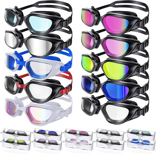 Swim Goggles, Unisex Adult Swimming Goggles Upgraded Anti Fog Anti UV No Leakage Wide View for Men Women Youth