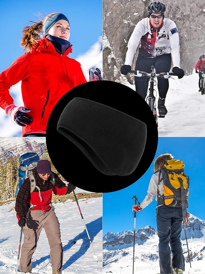 Boao 2 Pieces Ear Warmer Headbands Fleece Earmuffs Winter Ear Covers Running Wicking Ski Sport Headband for Women & Men