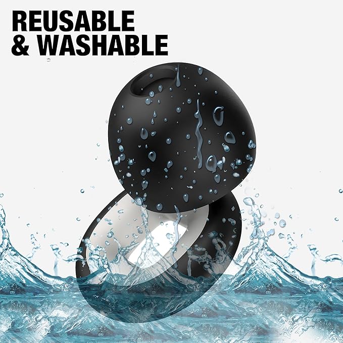 Ear Plugs for Sleeping, Noise Cancelling & Motorcycle Wind Noise - Reusable Earplugs & Hearing Protection in Soft Flexible Silicone for Sleep, Concerts or Focus - NRR 28db Earplugs, 8 Tips S/M/L/XL