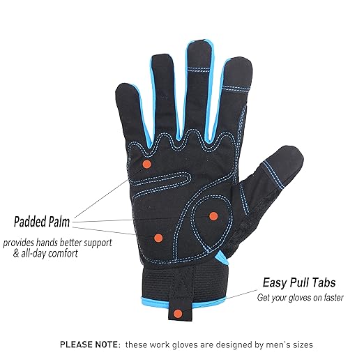 HANDLANDY Work Gloves Men & Women, Utility Mechanic Working Gloves Touch Screen, Flexible Breathable Yard Work Gloves (Extra Large, Grey)