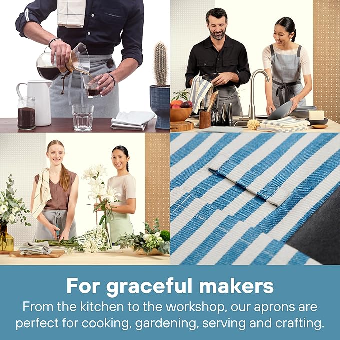 MEEMA Bistro Half Apron for Men & Women | Half Aprons for Women With Pockets | Delantales Para Meseros | Waitress Aprons | Server Apron with Pocket