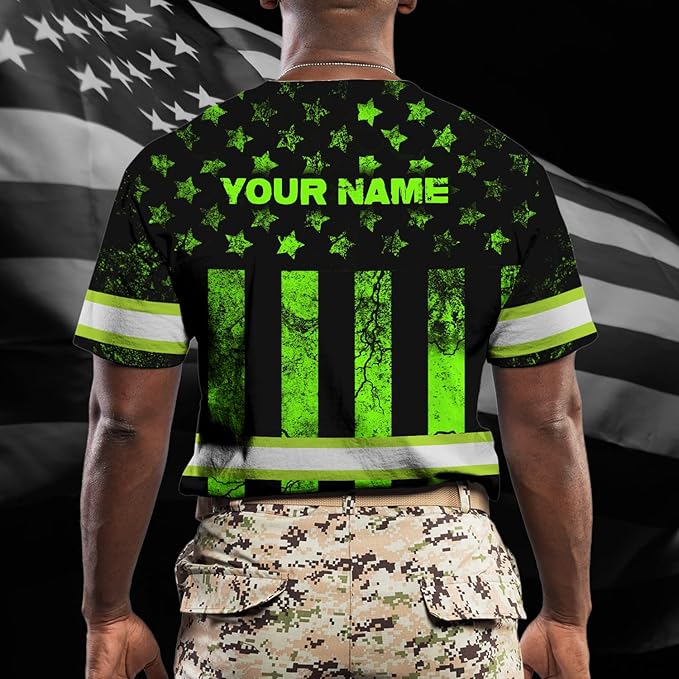 Maddly High Visibility US Flag Collection Safety Workwear Custom Name for Workers, Runners, Truckers, Patriotic