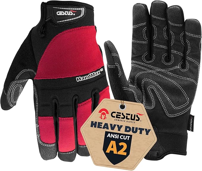 Cestus HandMax Series, Heavy Duty Work Gloves Men, High Abrasion Resistance for Construction, Roofing, HVAC, Framing