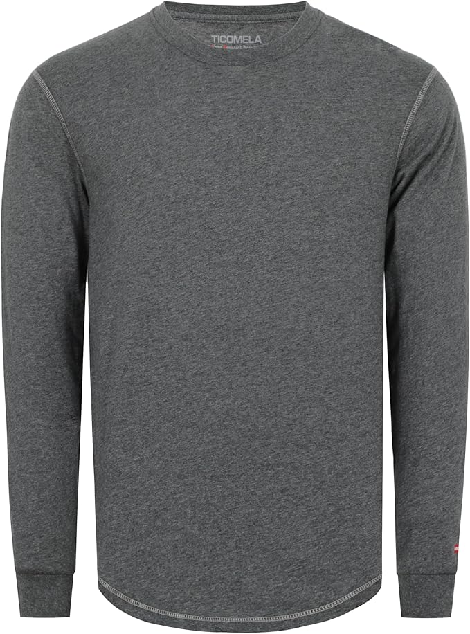 TICOMELA FR Shirts for Men 4oz Lightweight Flame Resistant Crewneck T-Shirts 100% Cotton Fire Retardant Henley Shirts