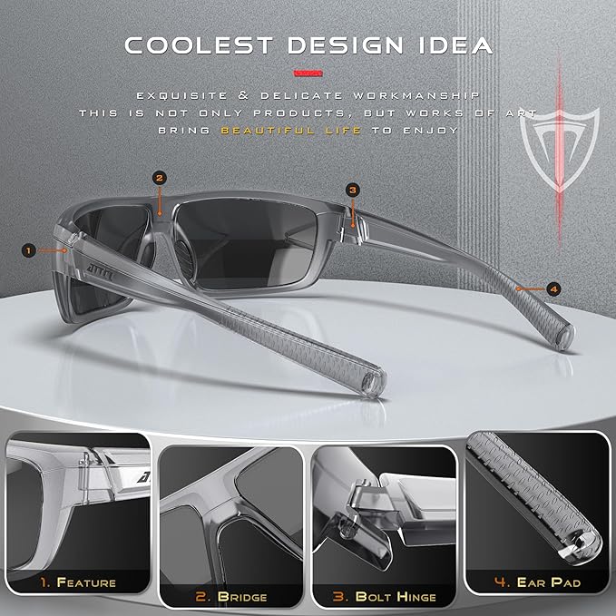 ATTCL Polarized Wrap Fishing Sunglasses Men - Driving Sports Glasses UV Protection