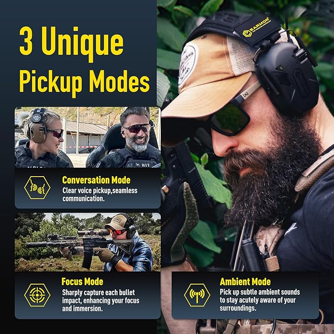 Shooting Ear Protection, Electronic Ear Protection For Gun Range Bluetooth 5.4 Ear Muffs with Gel Ear Pads, 29dB SNR