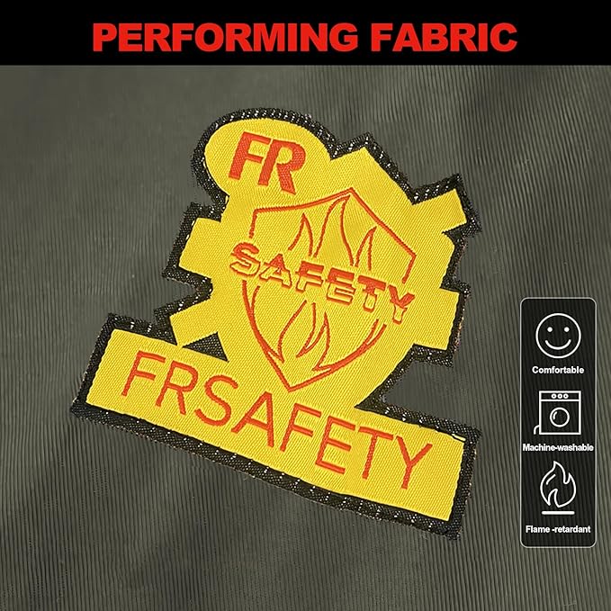 FR Shirts for Men 7oz Hi Vis Fire Resistant Shirts NFPA CAT2 Welding Shirt 100% Cotton Flame Resistant Shirt Dark Green(4X-Large)