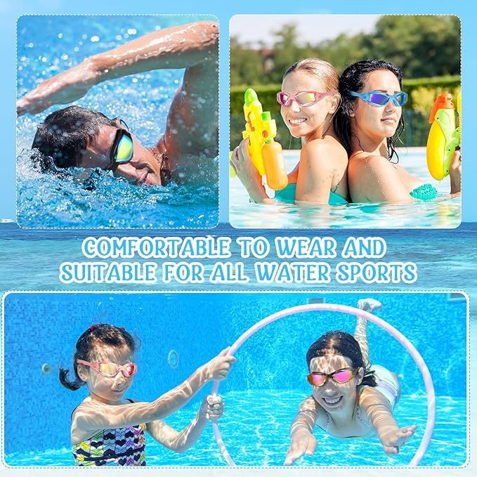 Konohan 8 Pack Kids Goggles Swim Goggles for Adult Kids Swimming Glasses Anti Fog Silicone No Leak Pool Glasses