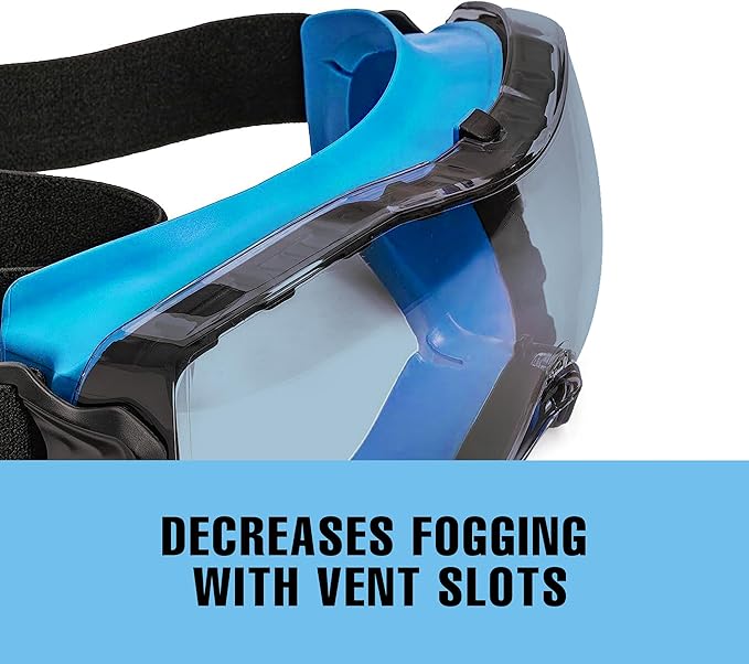 SolidWork Safety Goggles Anti-Fog Clear Lens with Adjustable Elastic Headband. Protective Eyewear for Men & Women