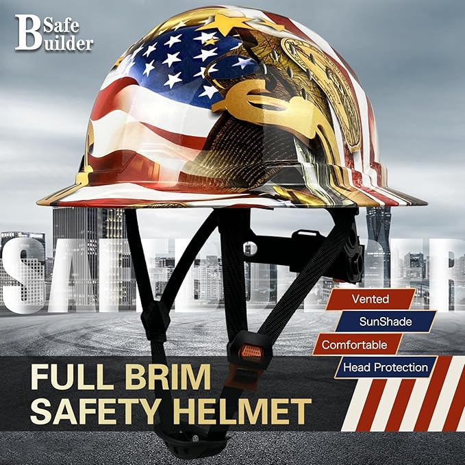 SBD-G1C Construction Full Brim Safety Helmet HDPE Hard Hat Vented Hardhats Sunshade Carbon Fiber Pattern Industrial Work Certified ANSI/ISEA Z89.1