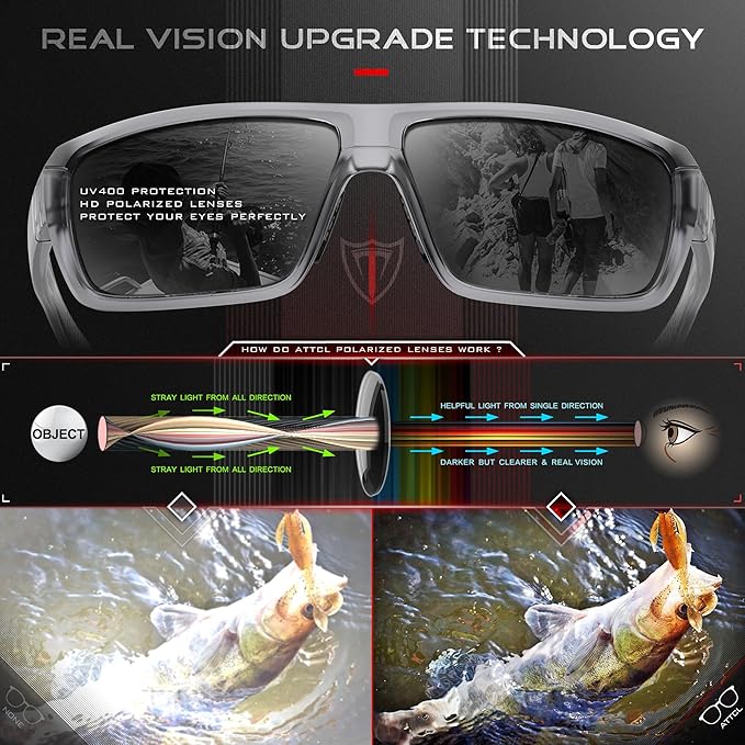 ATTCL Polarized Wrap Fishing Sunglasses Men - Driving Sports Glasses UV Protection