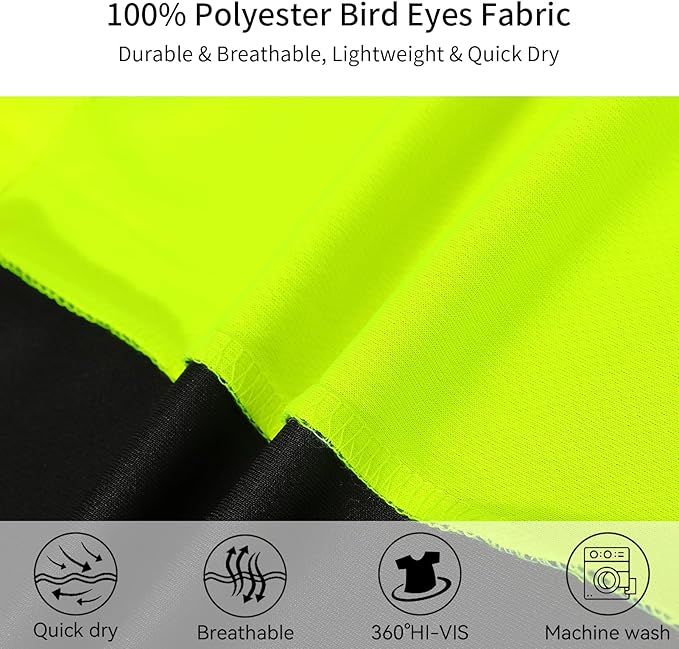 ProtectX High Visibility Long Sleeve Shirts Reflective Hi Vis Safety Shirt for Men Women Class 2-3 Construction Shirt 1 Pack