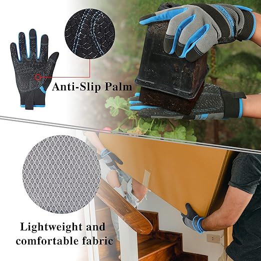 HANDLANDY Grip Work Gloves for Women Men, Safety Utility Yard Working Gloves, Flexible Touch Screen Mechanics Gloves (Grip-upgraded, X-Small (Pack of 1))