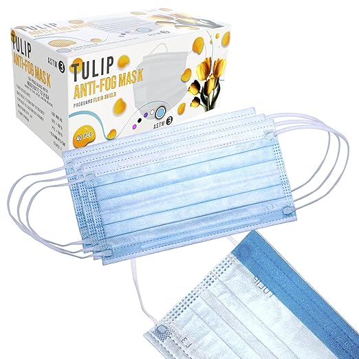 40 Blue Fluid Shield ASTM Level 3 Masks 4-Layer w/Anti Fog Foam Strip