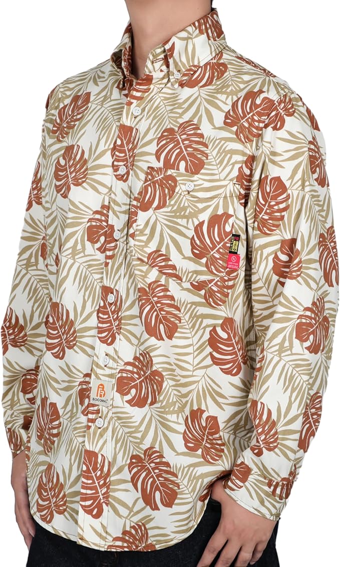 BOCOMAL FR Shirts Printed Paisley/Hawaii Lightweight Pearl Snaps/Button Down Flame Resistant NFPA2112 CAT2 Work Shirt