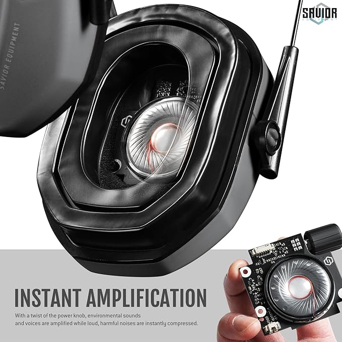 Savior Equipment Apollo Electronic Earmuffs For Shooting w/Gel Ear Pads, 24dB NRR, Noise Cancelling Ear Protection Headset