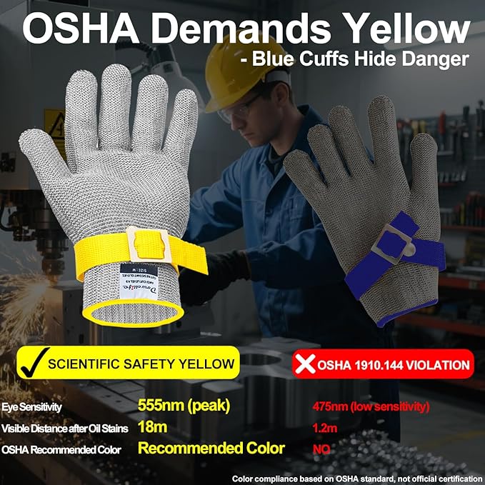 Dowellife ANSI A9 Cut Resistant Glove Food Grade, Stainless Steel Mesh Metal Knife Cutting Glove for Butcher Oyster Shucking Kitchen Mandoline Chef Slicing Fish Fillet (Medium)