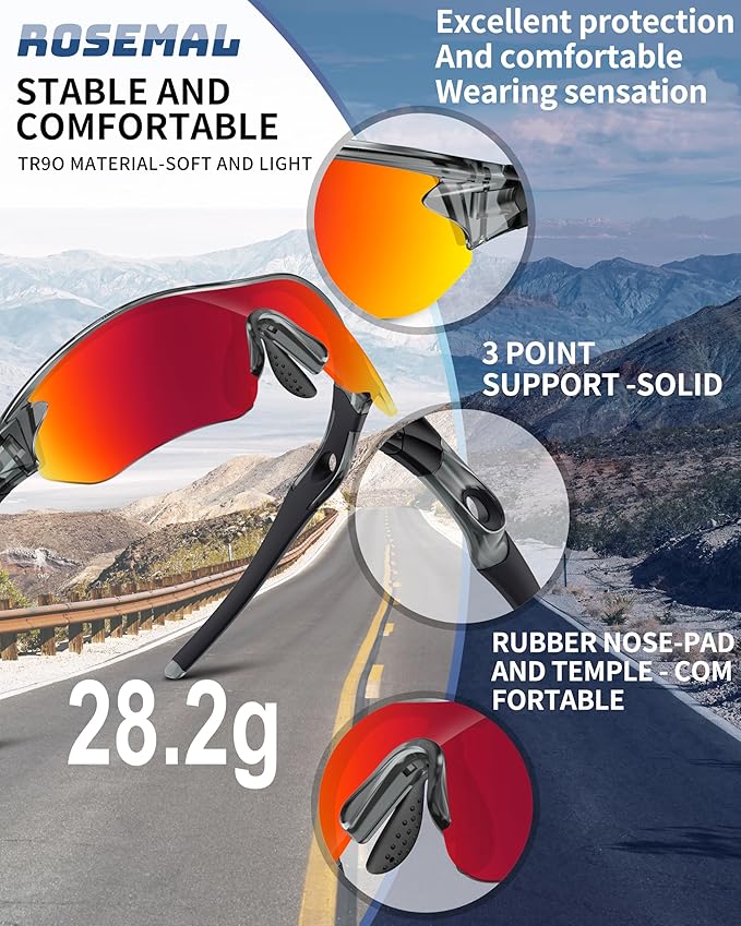Polarized Sports Sunglasses for Men Women Youth Baseball Running Fishing Tennis Golf Cycling Driving Motor TAC UV400 TR90