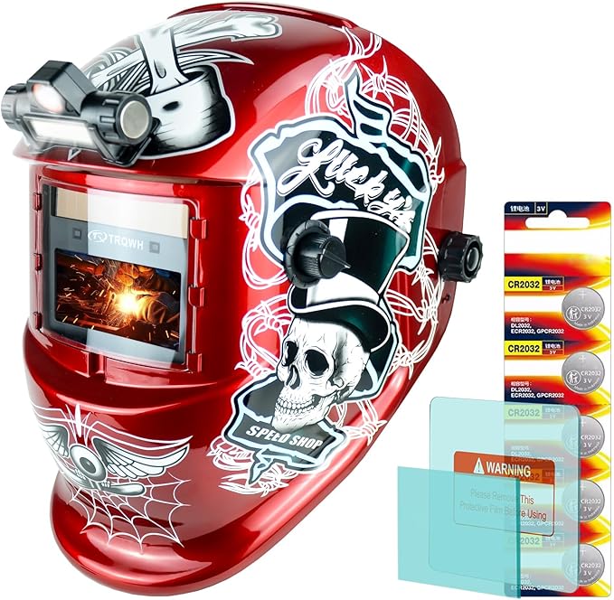 Welding Helmet with Light True Color Auto Darkening Welding Helmets for Men Solar Powered Welding Hood with 2 Arc Sensor Wide Shade 4/9-13 for TIG MIG ARC Cool Welder Mask (TRQ-HD12)