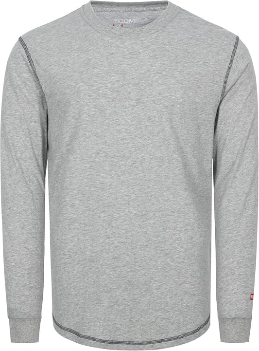 TICOMELA FR Shirts for Men 4oz Lightweight Flame Resistant Crewneck T-Shirts 100% Cotton Fire Retardant Henley Shirts