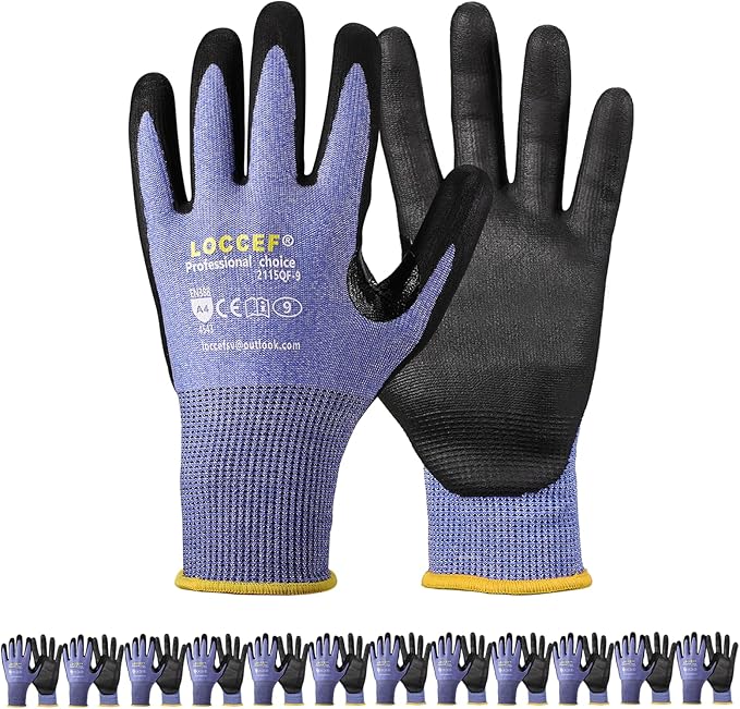 3 Pairs Safety Work Gloves,Touchscreen Compatible, Superior Dexterity,Level 5/A4 Cut Resistant Work Gloves