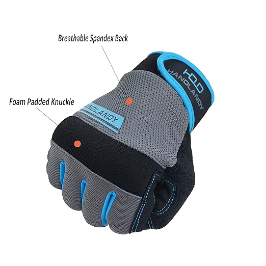 HANDLANDY Work Gloves Mens & Women, Utility Safety Mechanic Working Gloves Touch Screen, Flexible Breathable Yard Work Gloves (Extra Large, 3 pairs Grey)