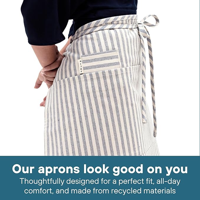 MEEMA Bistro Half Apron for Men & Women | Half Aprons for Women With Pockets | Delantales Para Meseros | Waitress Aprons | Server Apron with Pocket