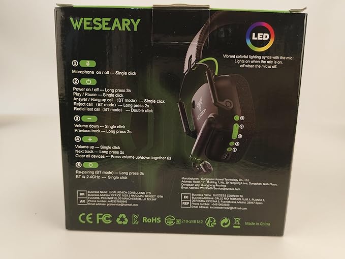 Wireless Gaming Headset 2.4GHz & Bluetooth 5.4 Gaming Headphones with ENC Mic, Ultra-Low Latency, Stereo Sound, Soft Earmuffs, Wireless Headsets for PS5, PS4, Switch, PC, Mac