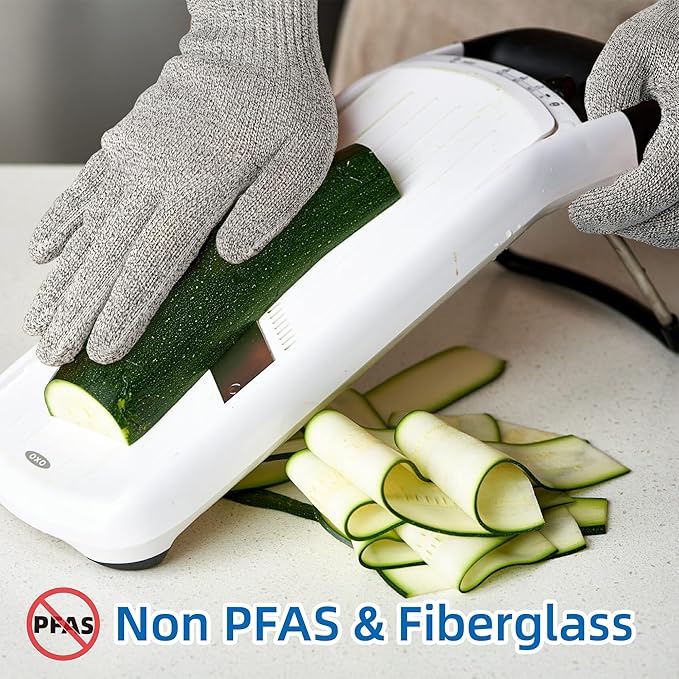 Schwer 2 Pairs ANSI A9 Cut Resistant Gloves, Food Grade Reliable Cutting Gloves, Mandoline Gloves for Kitchen Meat Cutting, Oyster Shucking, Fish Fillet Processing, Non-PFAS, PR1501-G, XL