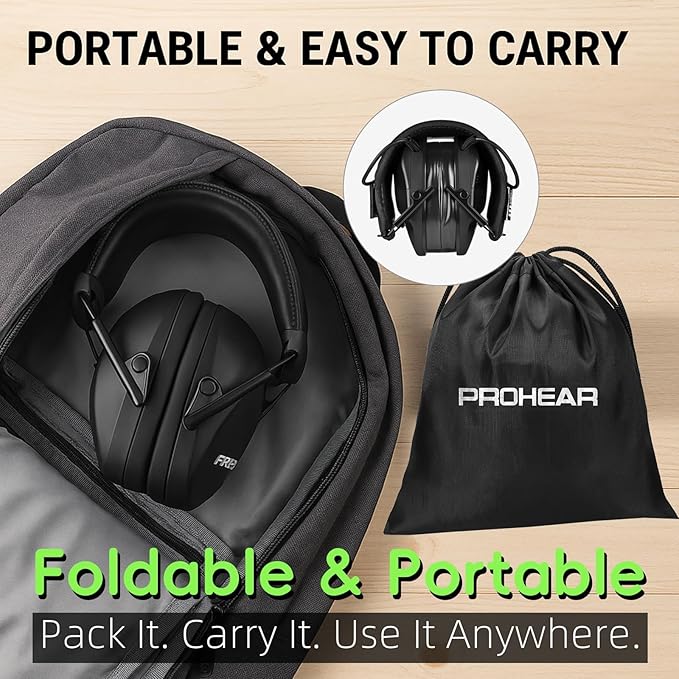 PROHEAR Youth Electronic Ear Protection 23dB NRR Slim Fit Gel Ear Pads Sound Amplification Noise Compression Compact Design Gun Range Shooting Hunting Tactical Use