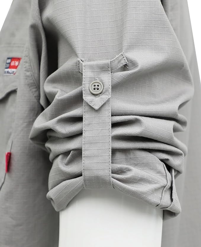 BOCOMAL FR Shirts 6oz Ripstop Durable Rugged Zipper Pocket Water Repellent Finish Fire Resistant Shirt-CAT2