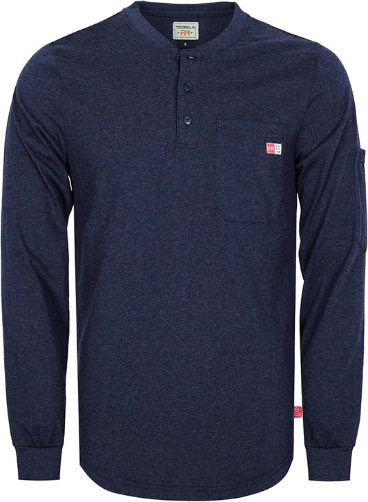 TICOMELA FR Shirts for Men Heather Series 6oz Flame Resistant T Shirt NFPA2112 CAT2 Fire Retardant Henley Shirts