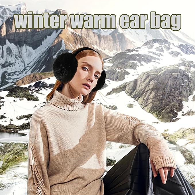 Ear Muffs for Winter Women Men, Adjustable Faux Fur Earmuffs, Fluffy Ear Warmers, Foldable Ear Warmer Earmuffs