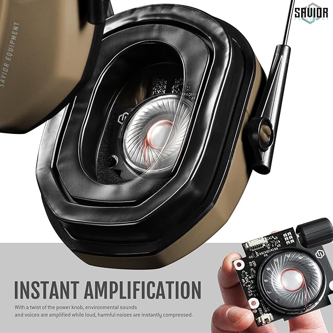 Savior Equipment Apollo Electronic Earmuffs For Shooting w/Gel Ear Pads, 24dB NRR, Noise Cancelling Ear Protection Headset