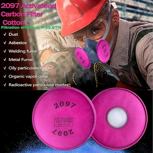200 PCS (100 Pack) 2097 Particulate Filter, Installed on 2097 Filter for Respirator, Replacement for 6000 6200 6800 7000 7502 FF-4 Series, 2097 Filters Against Painting, Cutting, Woodworking