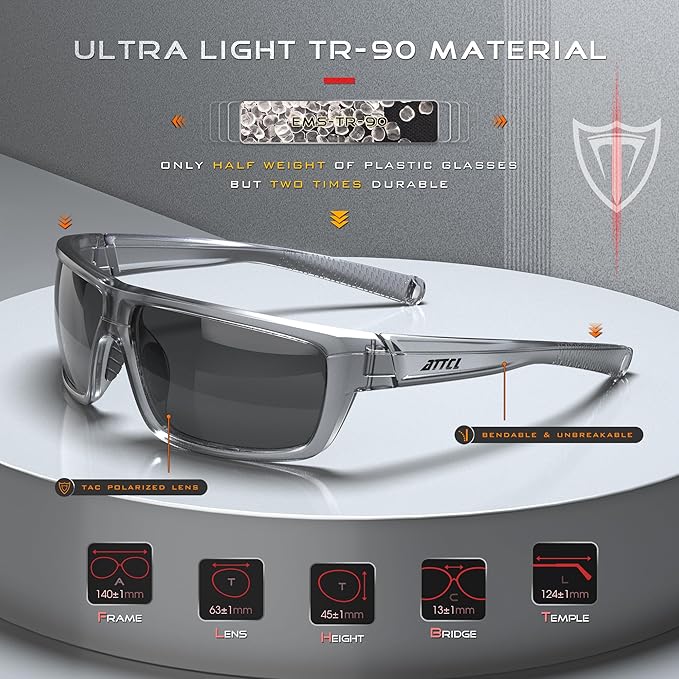 ATTCL Polarized Wrap Fishing Sunglasses Men - Driving Sports Glasses UV Protection