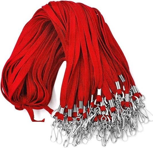 Beebel Lanyards 100 Pack Red Lanyards with Swivel Hook Clips for ID Name Badge Holder